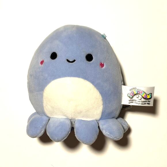 Violet Octopus Valentines Squishmallow – Blue Sea Animal Plushie Heart Cheeks - Picture 1 of 6
